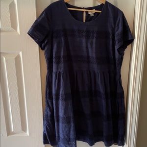 Navy blue eyelet dress